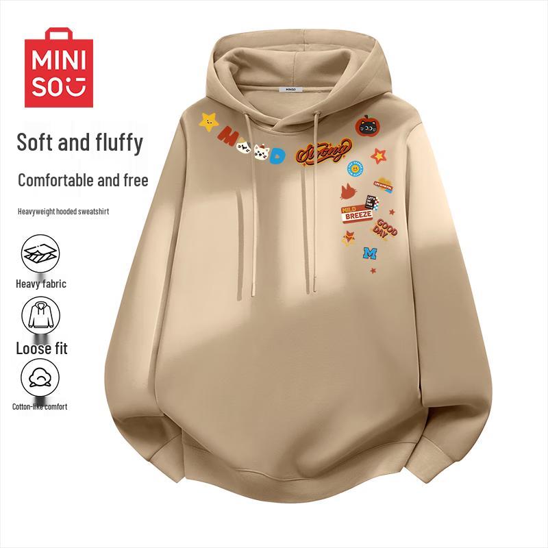 MINISO Men's Trendy Relaxed Fit Hooded Sweatshirt