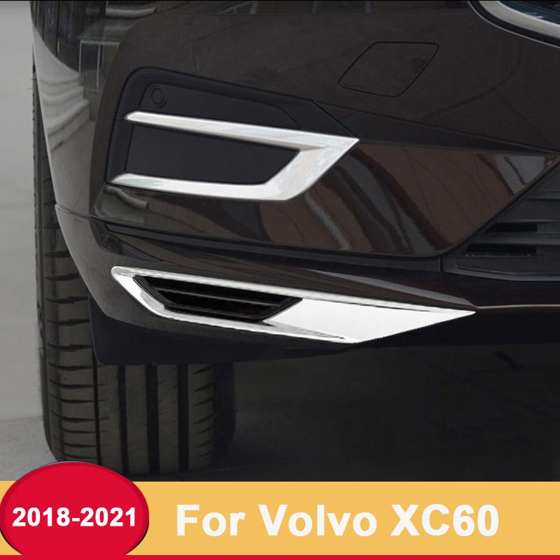 For Volvo XC60 2018    Car Body Detector ABS Chrome Trim Car Front Fog Light Cover Lamp Frame Sticker Accessories