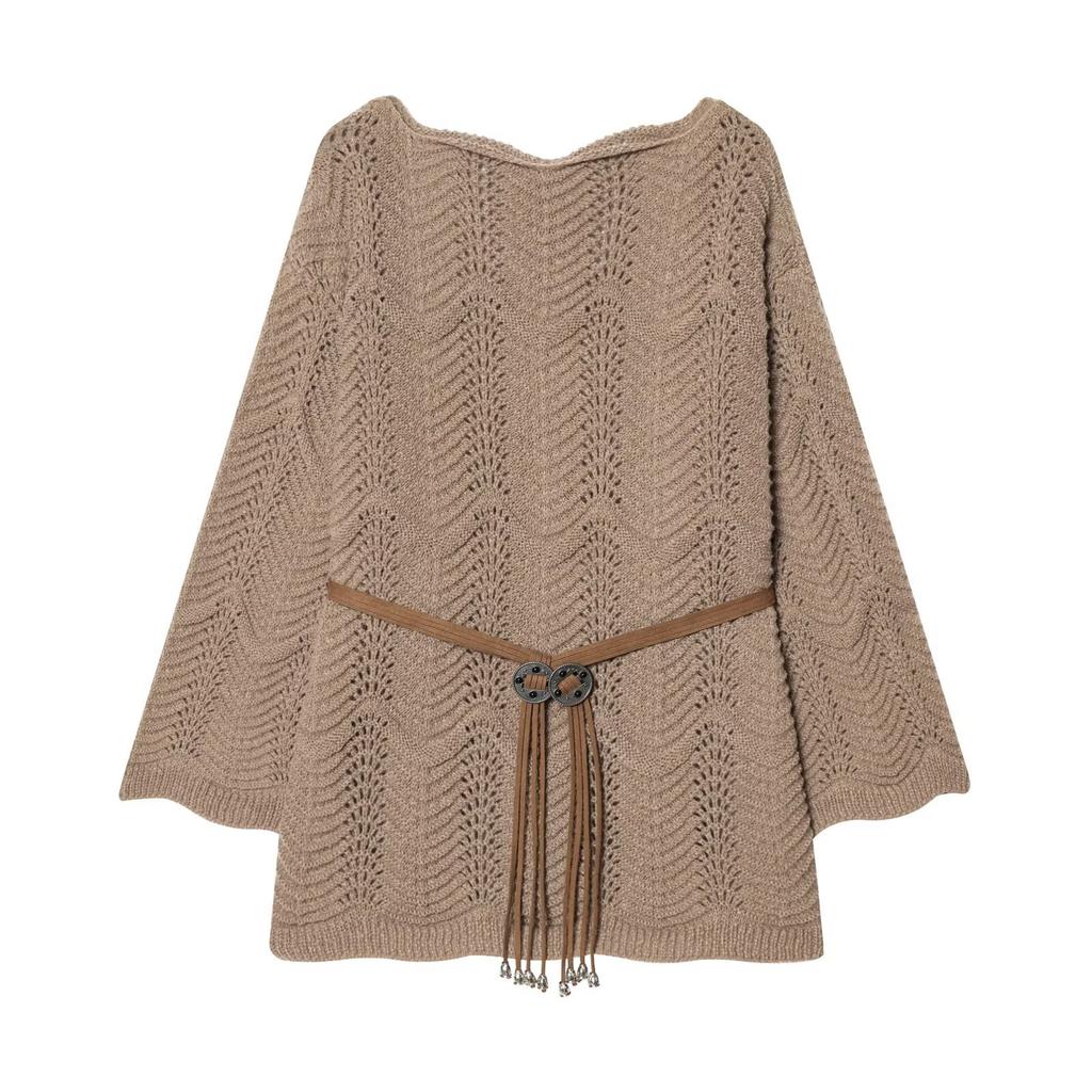 European and American Style, New Women's Clothing, Foreign Style, Fashionable, Casual Style, with Belt Knitted Sweater.