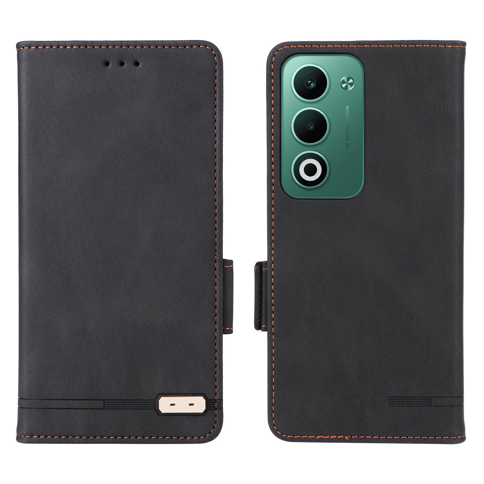 

For Oppo A5 5G/4G Case Leather Wallet Flip Phone Cover with Hardware Decor Black