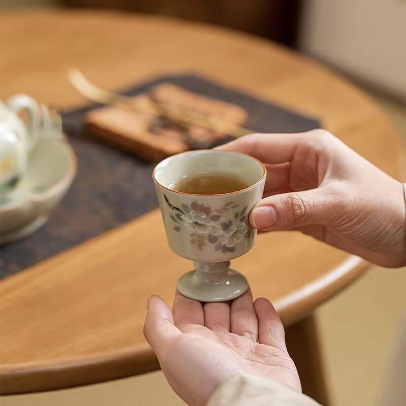 Secret Huang Ru Kiln Master Cup Ceramic Teacup High Foot Cup Small Single Cup Tea Tasting Cup High-End Personal Special Female Smelling Cup