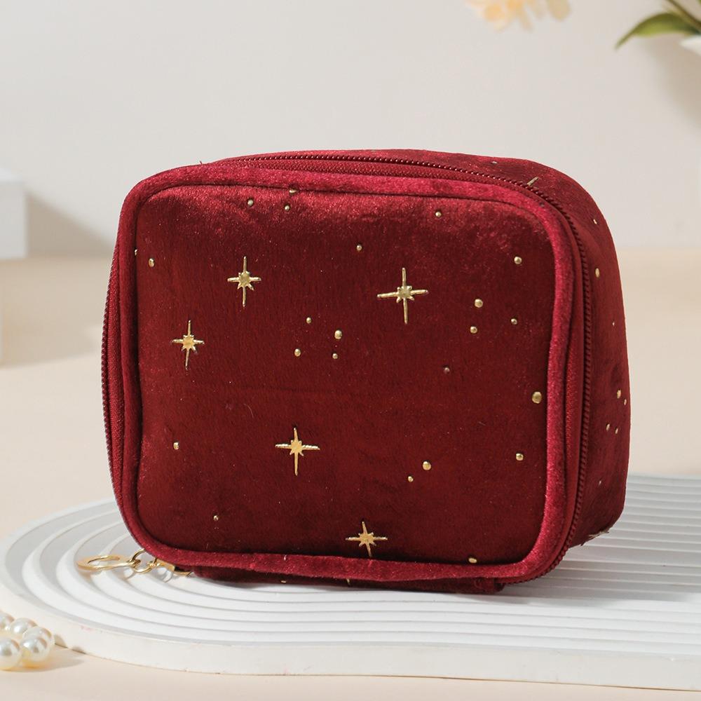 Многофункциональная портативная косметичка «Искрящаяся звезда», мини-размер, квадратная форма, бархатная косметичка, косметичка для женщин