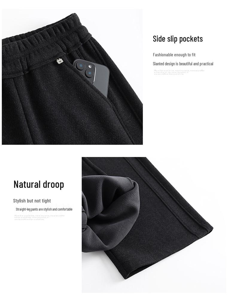 Stilvolle Woll-Hose mit weitem Bein und Fleece-Futter für Damen: Herbst/Winter Design mit hoher Taille und geradem Bein für Mütter mittleren Alters