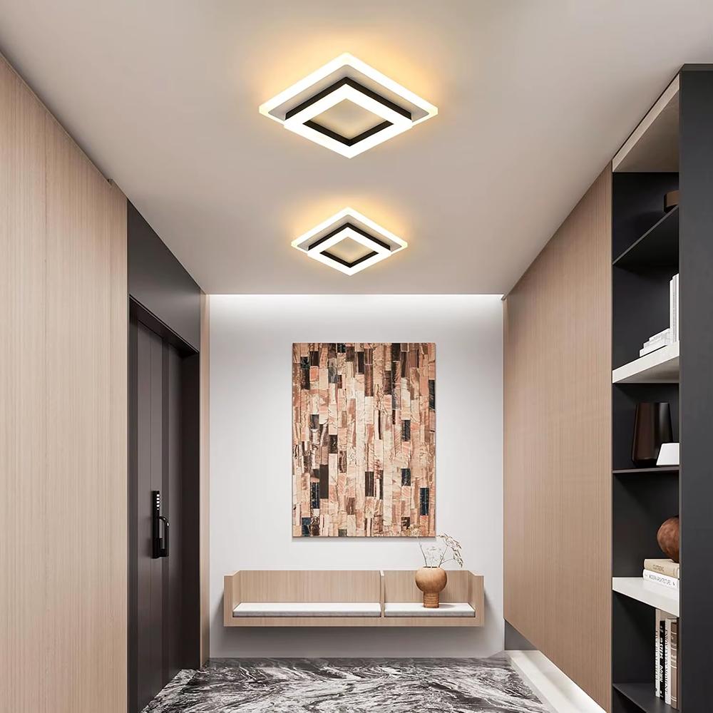 Quadratische Acryl Deckenleuchte Moderne LED Deckenlampe, Weiß 3-Farben-Licht Deckenleuchten für Schlafzimmer Büro Küche Wohnzimmer