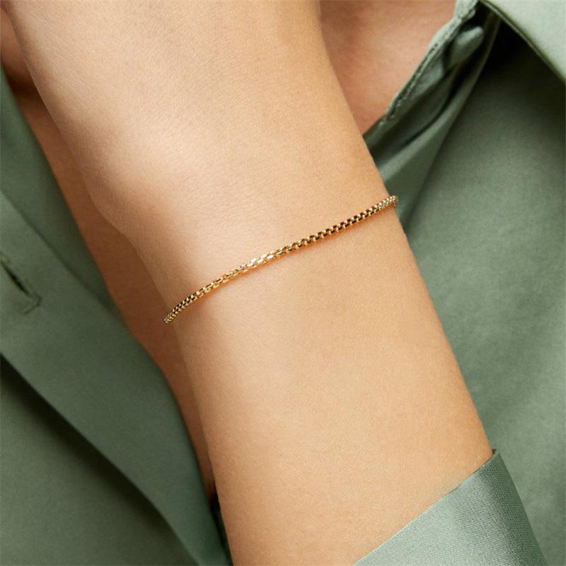 eManco Colorfast Versatile Box Chain Bracelet for Women – Stylish Japanese Korean Fashion Accessory