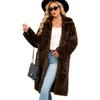 0 Women's autumn and winter leopard print long imitation fur warm coat plush jacket