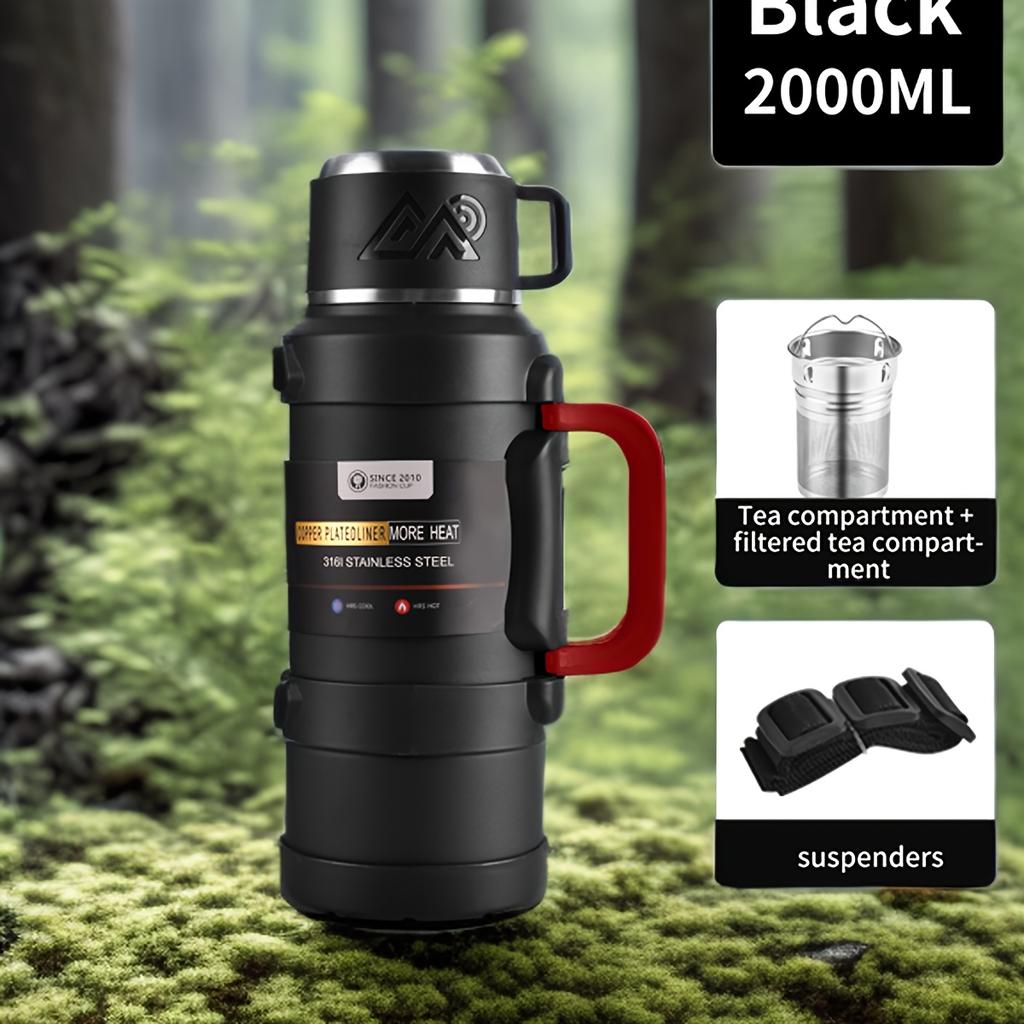 Tetera Térmica de Gran Capacidad Cubo Térmico Nevera Térmica Cafetera Tetera de Viaje con Asa Acero Inoxidable 316 Exterior