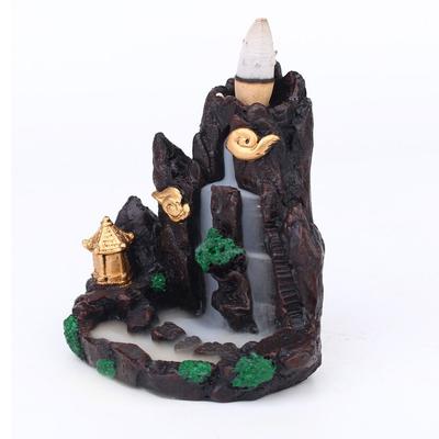 Resin Backflow Incense Burner Waterfall Design Mountains River Waterfall Incense Holder Sandalwood Stand Fragrance Holder