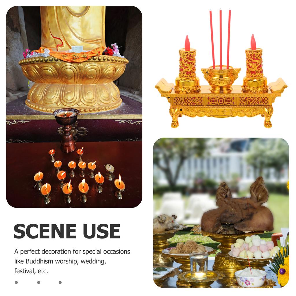 LED Retro Chinese Buddha Light Chinese Style Buddhist Supply Lamp for Meditation Temple Worship
