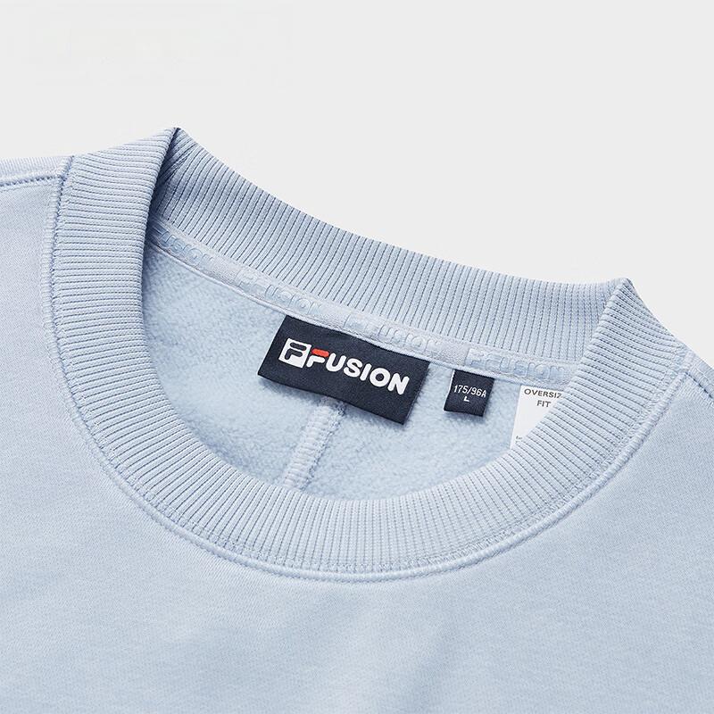 Fila Fusion FOB Loose Fit Fleece Lined Knitted Fabric Crew Neck Pullover Fleece Sweatshirt Unisex Pimolaan T11U433203F-BU