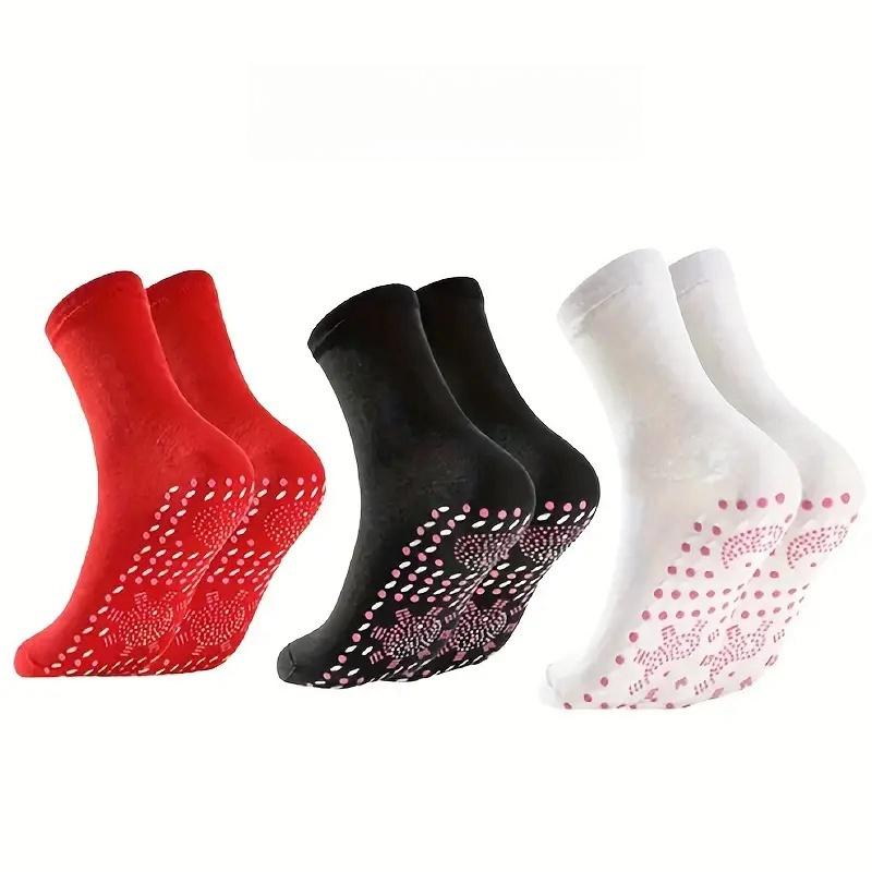 

3 пары самонагревающихся носков со средней трубкой, нескользящие спортивные термомагнитные носки для экипажа, терапевтические носки, размер унисекс Mixed 3 Pairs