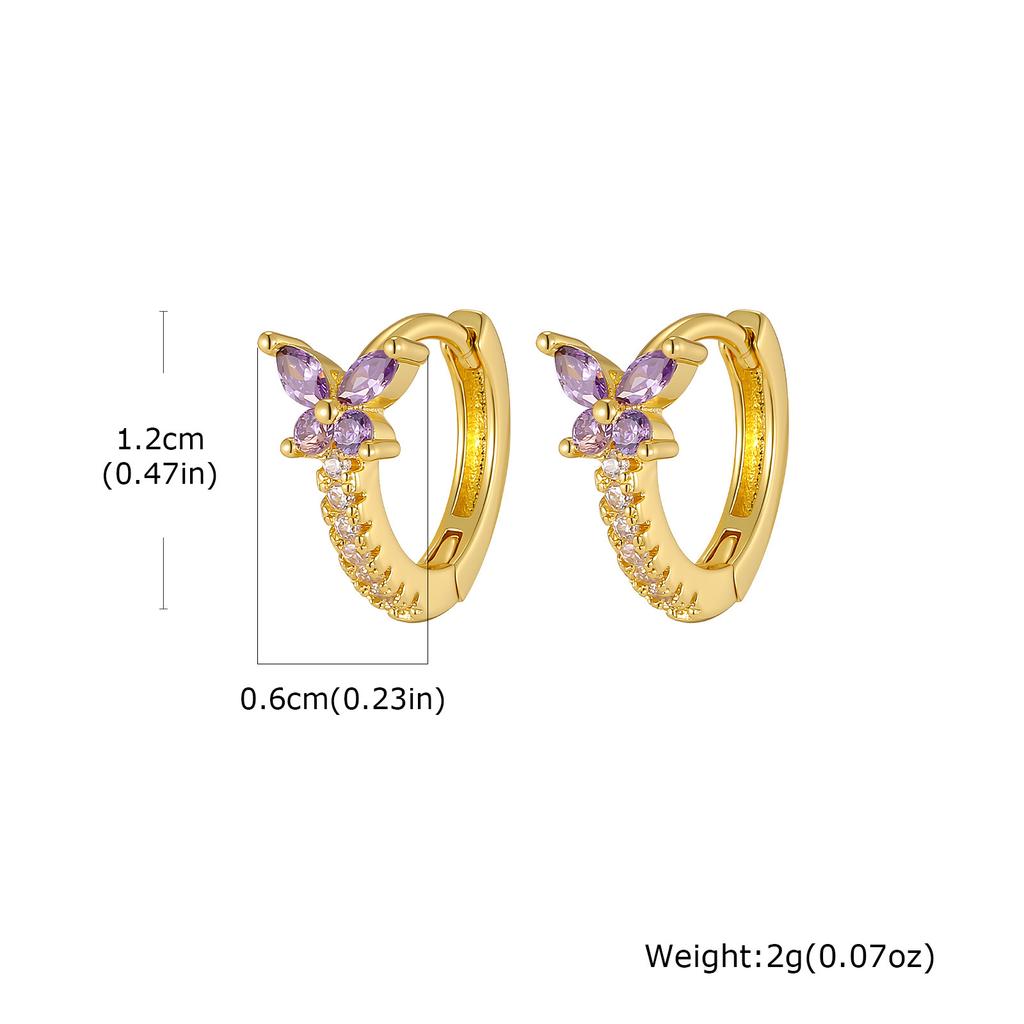 Wind Copper Slightly Inlaid Zircon Bow Flower Earrings Gold Women's Daily Versatile Earrings EBD-480