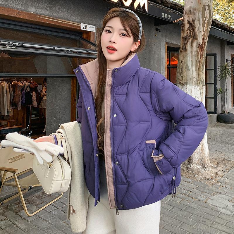 Fashion women's new short down cotton-padded coat, light and thin winter small cotton-padded jacket, stand-up collar, thin and thickened coat