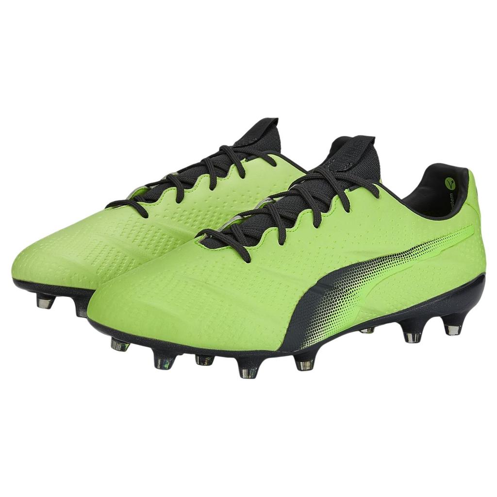 Puma King Platinum 21 Vegan FG AG Fizzy Light Black Men Sneakers Green Asphalt 106675-03