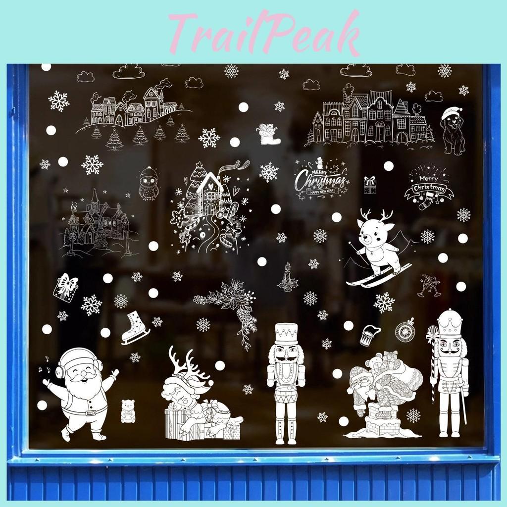 Pvc Window Holiday Sticker With Snowflakes Santa Snowmen For Christmas Decor