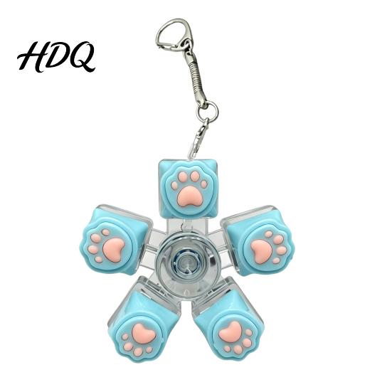 Mechanical Click Keyboard LED Light-up Fidget Spinner Toy Decompression Button Finger Clicker Glowing 2/3/4/5/6-Keys Keychain Stress Relief