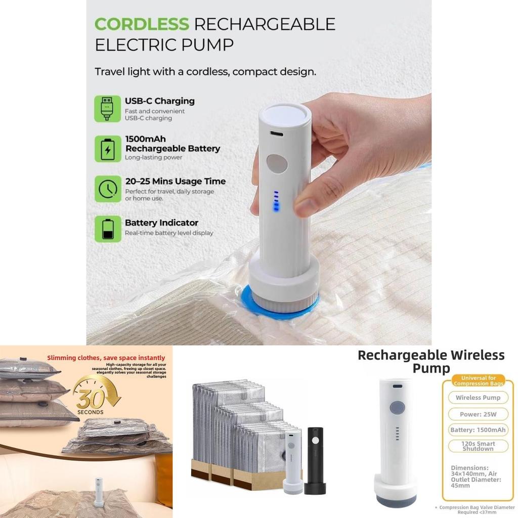Compact Micro Electric Vacuum Pump For Travel Compression Bags With Rechargeable Battery And Low Noise Operation