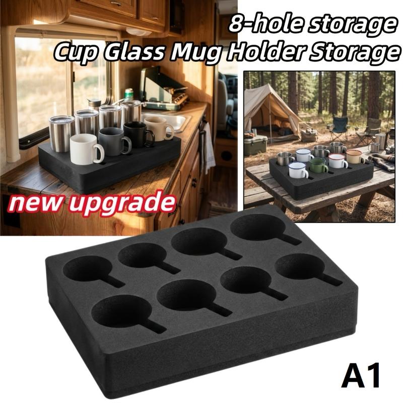 RV Cup Holder 8/13 Slot Foam Space Saving Rack Multi-Function Drink Mug Storage for Caravan Camping Travel