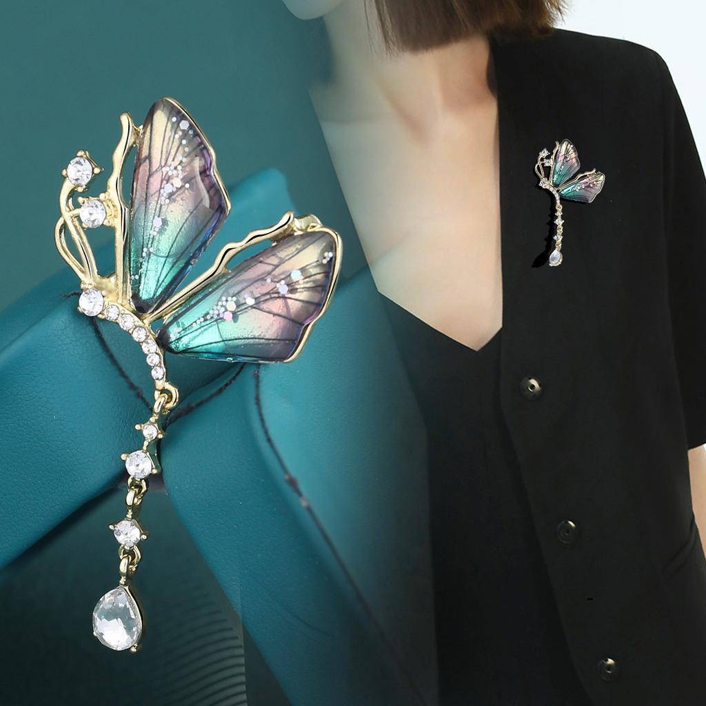Water drop fringed butterfly brooch high-end design sense gradual change wing pin Yiwu clothing accessories corsage