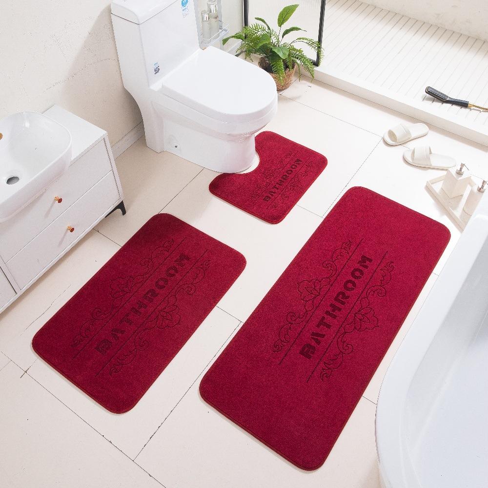 3D Carved Three-Dimensional Bathroom Floor Mat Toilet Three-Piece Non-Slip Absorbent Carpet