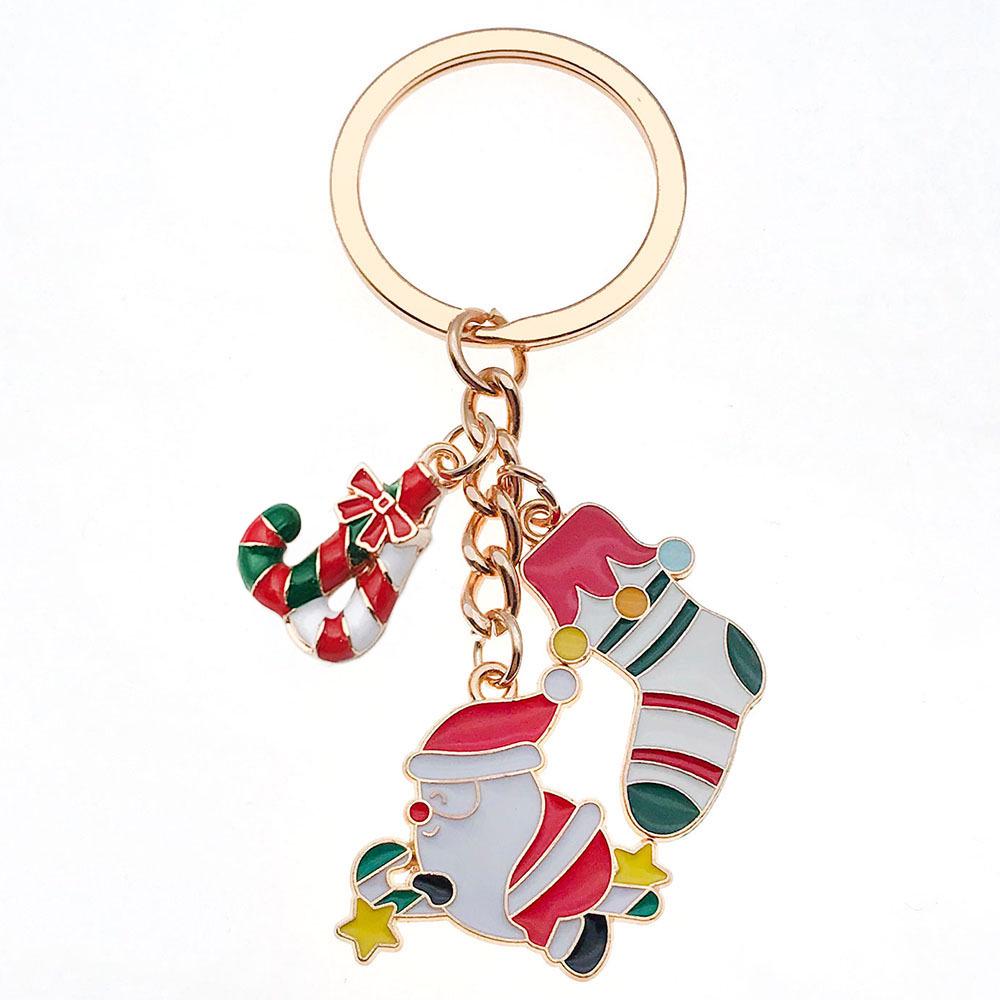 Santa Claus & Candy Christmas Tree Keychain Pendant - Cute Holiday Gift