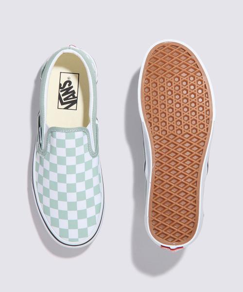 Vans VANS Classic Slip-On - (Teoria culorii) Gri Checked Măsliniu VN000D6YEMW1 [Expediat din Coreea] 100% Autentic
