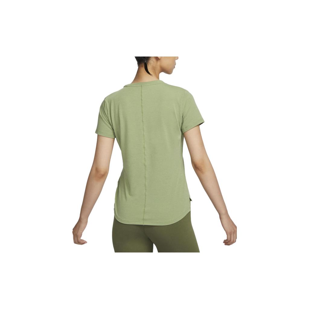 Nike Solid Color Breathable Round Neck Short Sleeve T-Shirt Women Tops Olive-Green DD0619-386