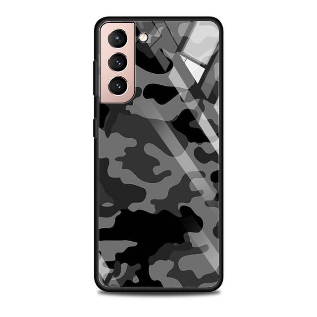 Camouflage Pattern Camo Military Army Glass Case For Samsung Galaxy S21 S20 Ultra S10 Plus Lite S20fe 5g S10e S9 S8 Shell Funda