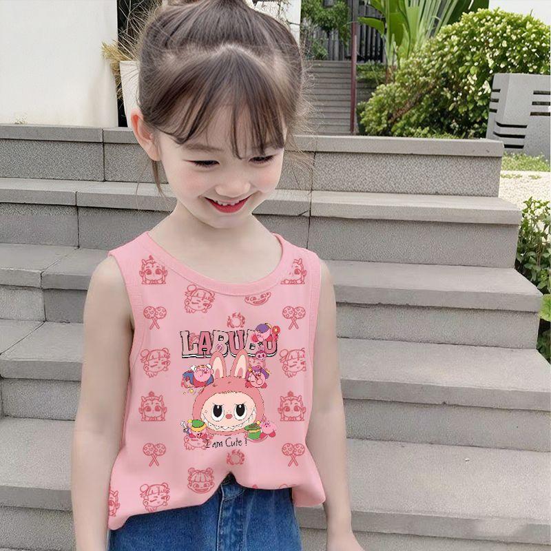 

Детская тонкая майка из чистого хлопка, летний топ без рукавов в стиле кэжуал для девочек 150