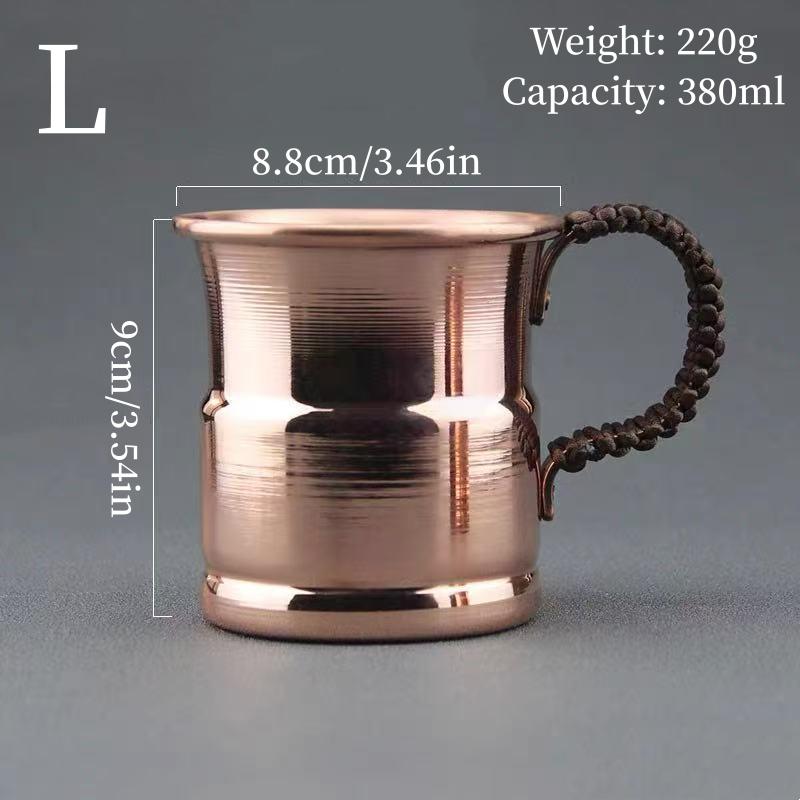 Handcrafted Vintage Copper Breakfast Tea Cup,Thickened Moscow Water Mule 350 Ml Juice Coffee Mug,Woven Handle Tea Cup Tableware