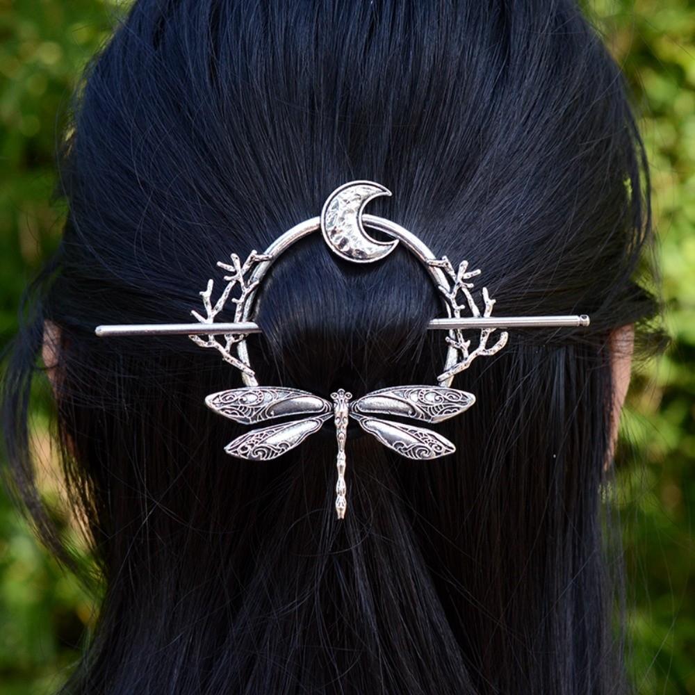 Quasten Design Libellen Haarnadel mit Kette Haarspangen Neumond Haarspange Kopfschmuck