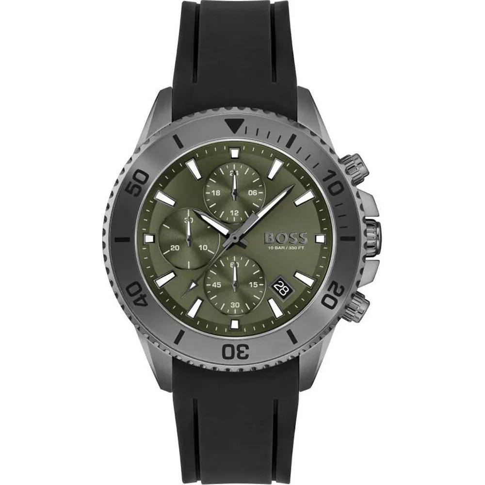 BOSS Admiral Green Black Silicone/Rubber Men s Quartz Watch 1513967 зелёный