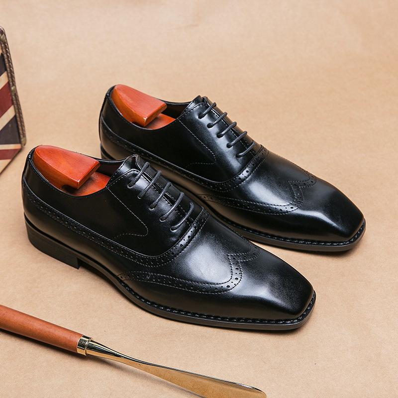 Herren Retro Leder Flachschuhe - Formelle & Lässige Styles, Große Größen Erhältlich 39 schwarz