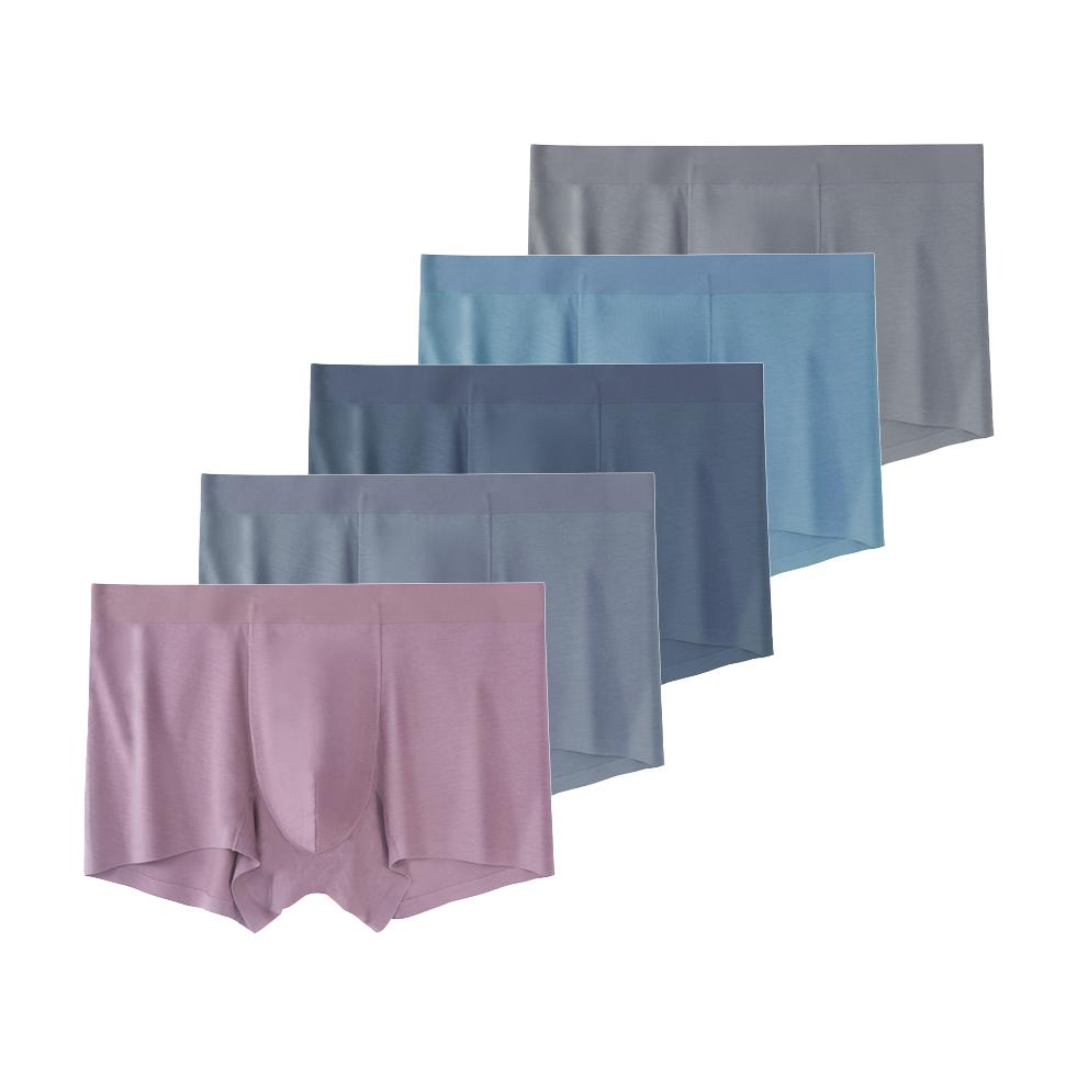5 Pcs Mens Modal Seamless Boxer Briefs Elastic Waist Breathable Soft Underwear Comfort Daily Male Underpants L XL XXL 3XL 4XL