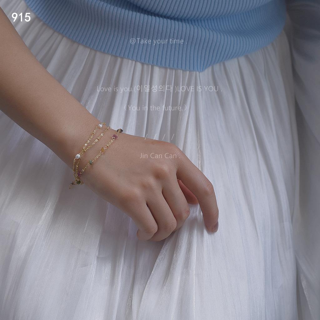 Really beautiful~ Plated 14K real gold hand-woven freshwater pearl gravel personalized beautiful bracelet bracelet jewelry factory