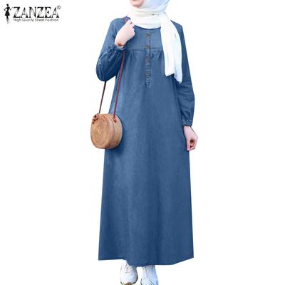 Women Casual O-neck Loose Autumn Long Sleeve Dress