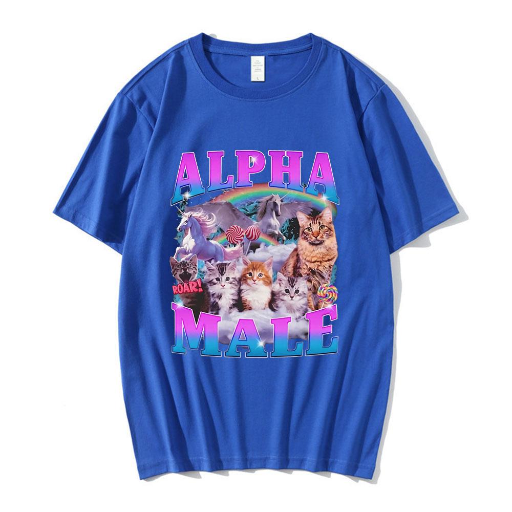 Alpha Male Cute Kitten Cat Unicorn Rainbow Funny Graphic T-shirt Men Women Fashion Short Sleeve T-shirts Cotton Casual T Shirts
