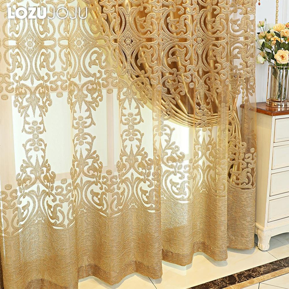 1PC LOZUJOJU Fashionable and Elegant European Hollow Out Tulle Curtains and Sheer Curtains for Living Room Bedroom Home Decor