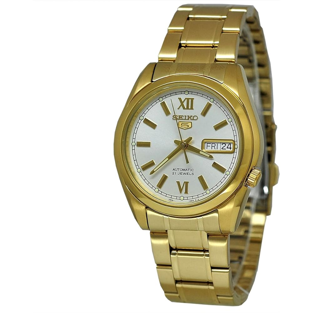 

Seiko Seiko5 SNKL58K1 Mechanical Men s Watch Gold White Stainless Steel Band