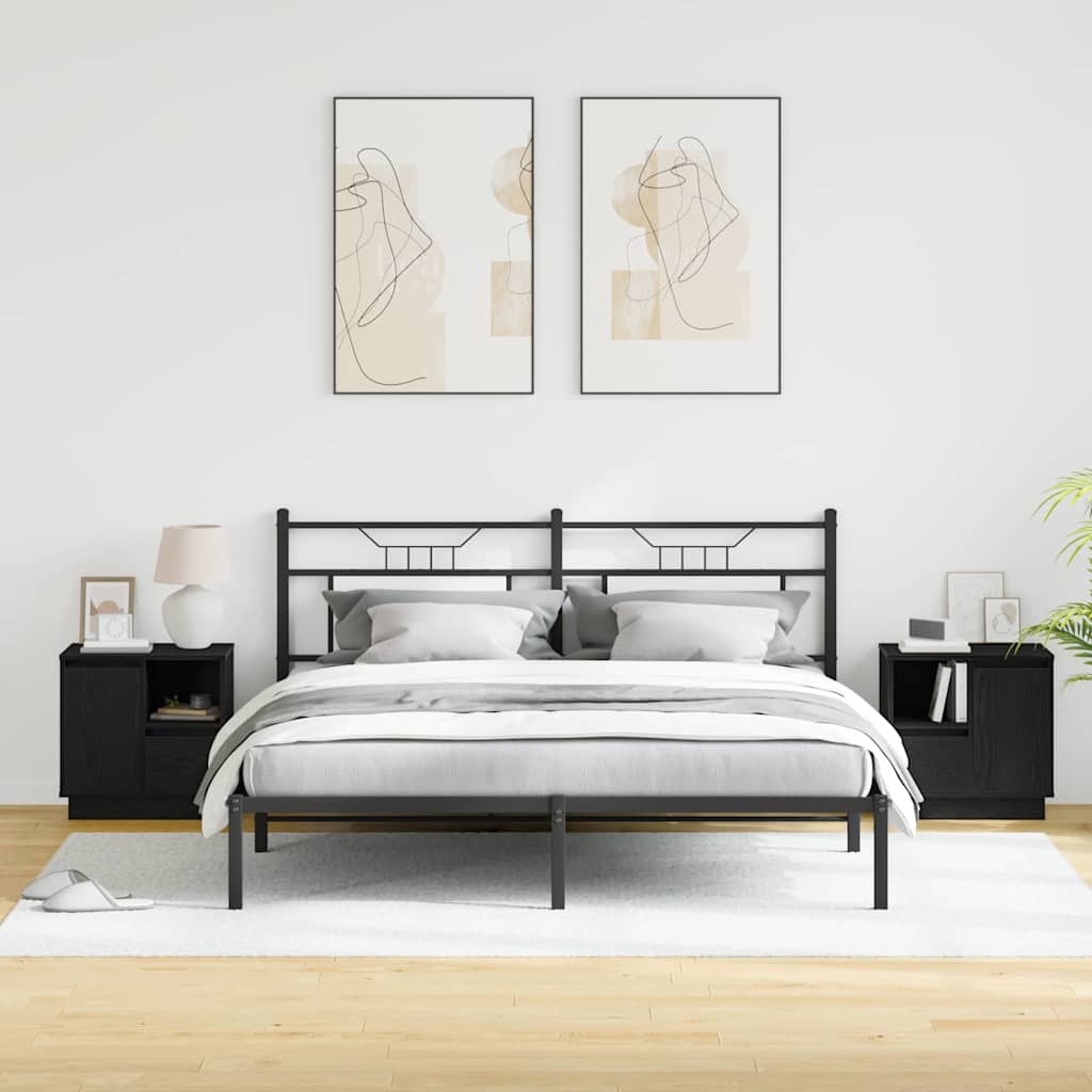 Nightstand Set of 2 Black Oak Effect 50 X 34.5 X 50 Cm