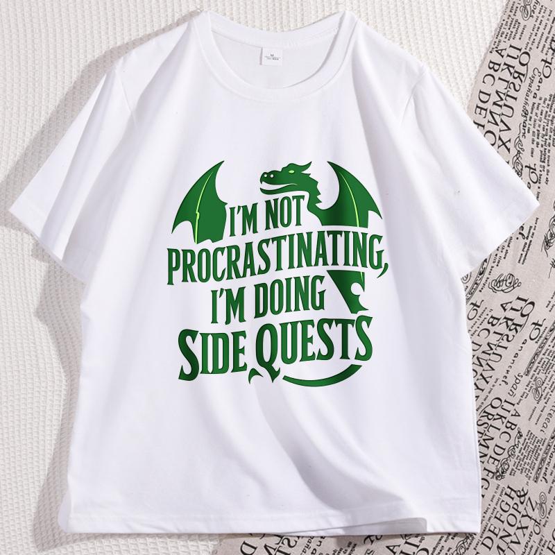 Im Not Procrastinating Funny Game Tshirt Causal Cotton Short Sleeve Round Neck Tshirt Oversized Streetwear Man Clothing