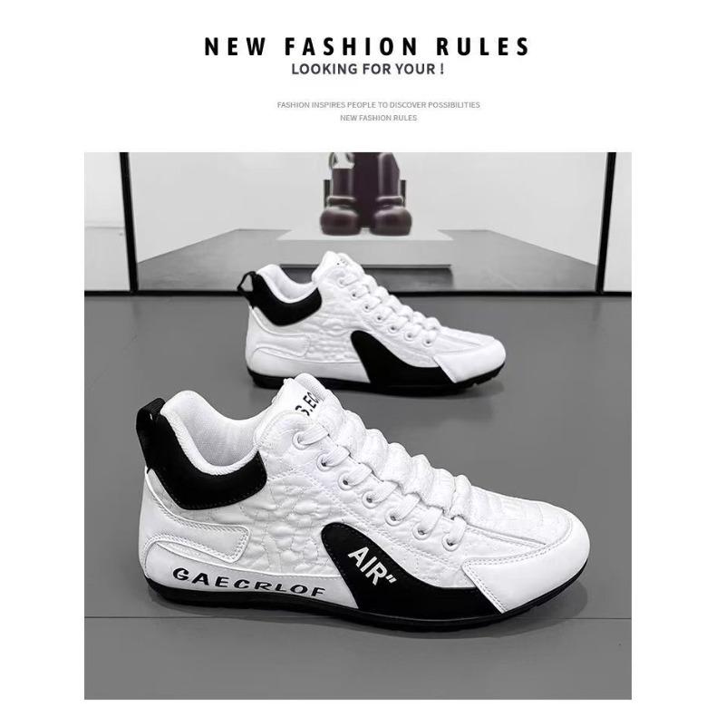 High-top Men's Autumn Leather Breathable Casual Sports Shoes, Soft-soled Anti-slip Driving Bean Shoes