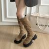 Chunky Women Knee High Boots Fashion Back Zippers Knight Long Boots Platform Heels Autumn Winter Ladies Shoes