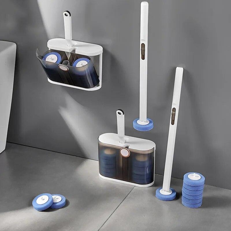 Set Scopino WC Usa E Getta Con 36 Testine - Spazzola Sottile Per Fughe Inclusa - Blu Oceano