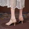 New Sexy Elegant Banquet Party High Heels Summer Solid Color Simple Fashion Buckle Comfort Dress Sandals Shoes for Women 31-44