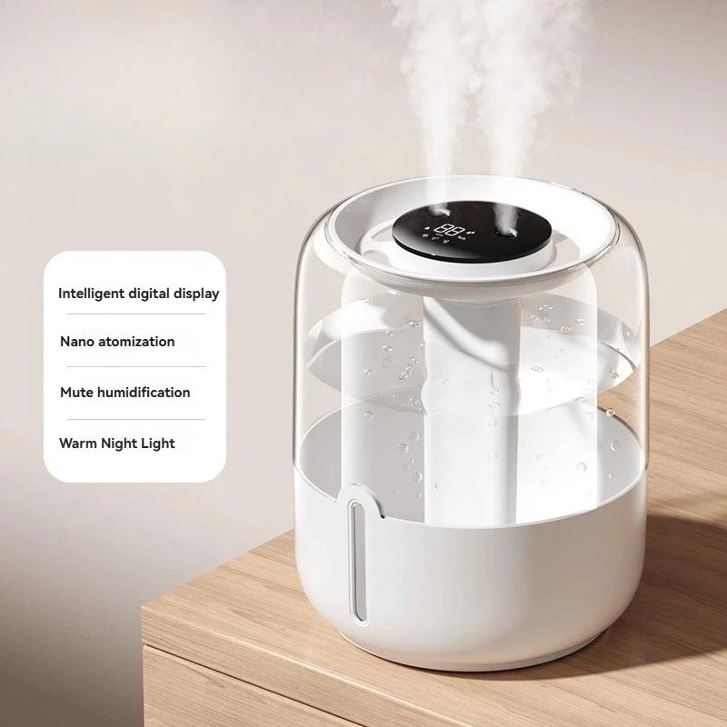 

New Large Capacity Humidifier For Large Room Home Bedroom USB Double Port Spray Quiet Ultrasonic Air Humidifier With Night Light белый