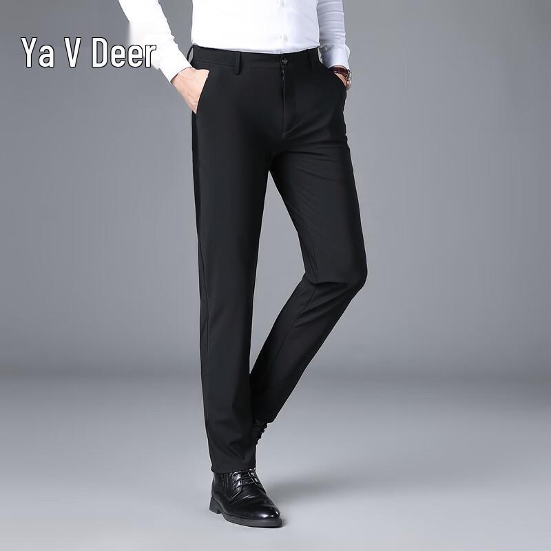 

Yalu Men s Thin Straight-Leg Elastic Dress Pants 34