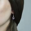 Huitan Waterdrop Purple CZ Dangle Earrings Women Wedding Engagement Aesthetic Accessory for Lady Anniversary Gift Trendy Jewelry