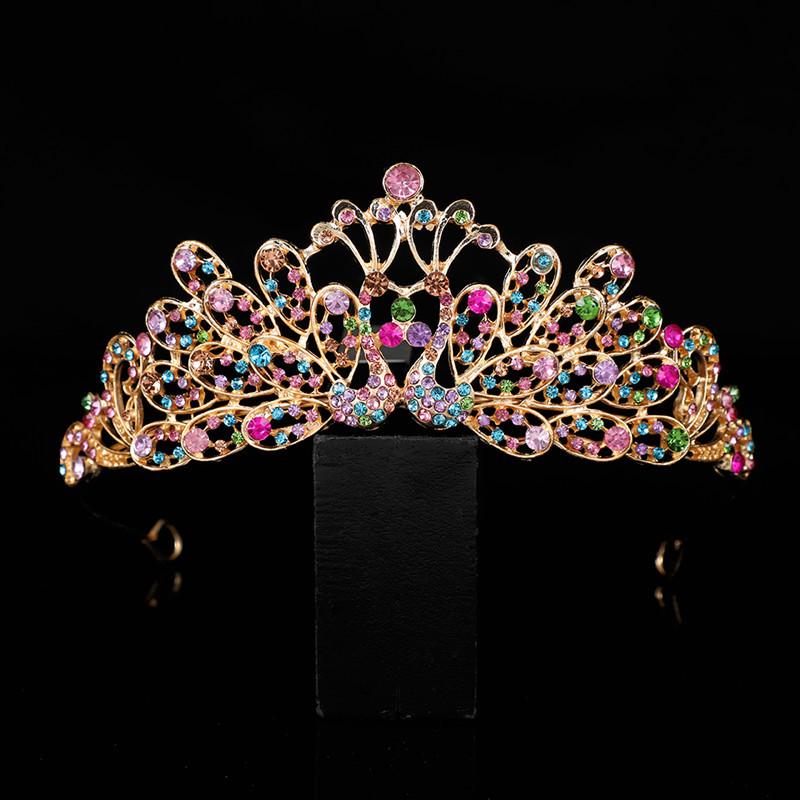 European Luxury Bridal Crown: Colorful Crystal Wedding & Birthday Princess Headdress Hair Accessory