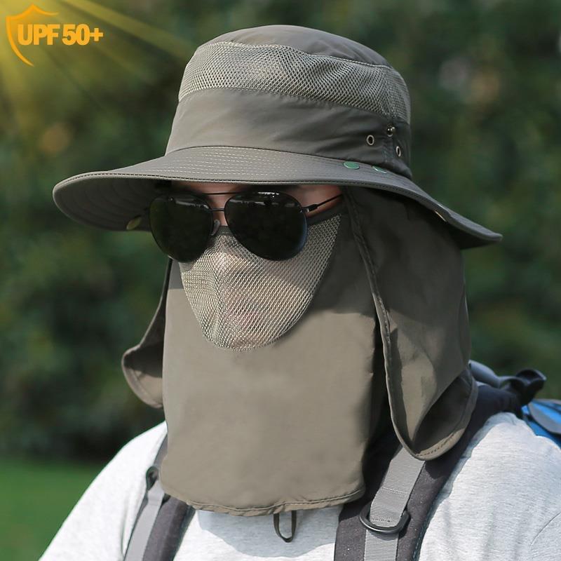 Summer Bucket Hat Sunscreen Mask Hat Integrated Sun Hat Face Cover Ultraviolet Outdoor Mining Work Site Tea Hat